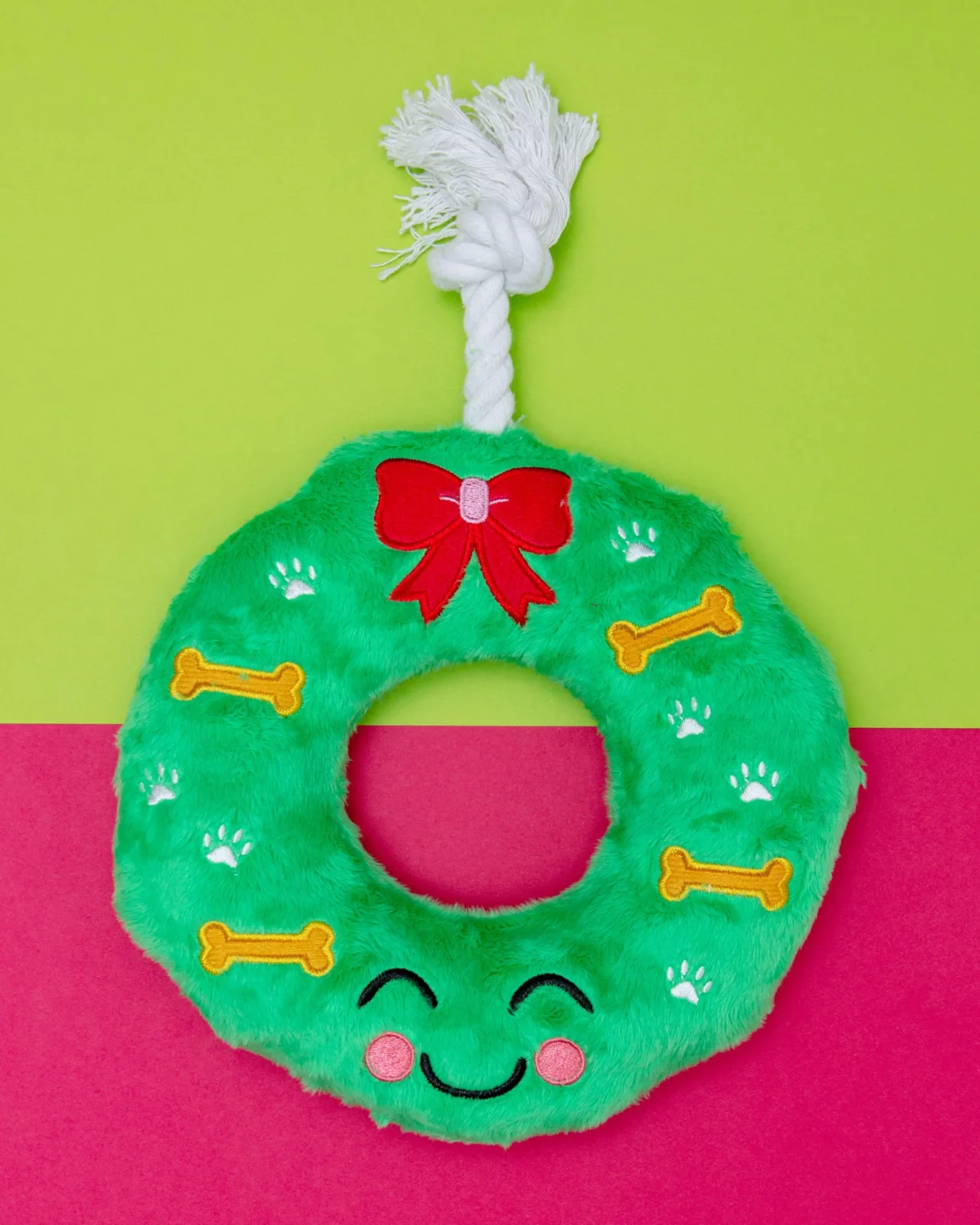 Happy Howliday Wreath Squeaky Dog Toy