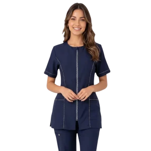 Navy Rhinestone Trim Waterproof Smock by Ladybird Line