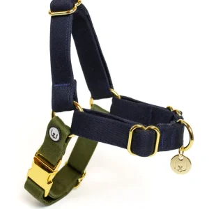 Adjustable No-Pull Dog Harness in Navy & Olive