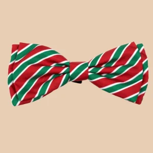 Dignified Dog Bow Tie in Holiday Stripe <>