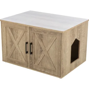 TRIXIE XL Farmhouse Litter Box Enclosure, Hidden Litter Box Cabinet or End Table