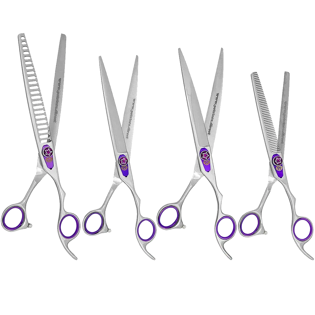 Purple 4 Grooming Shear Set in a Case by PetStore.Direct - Image 2