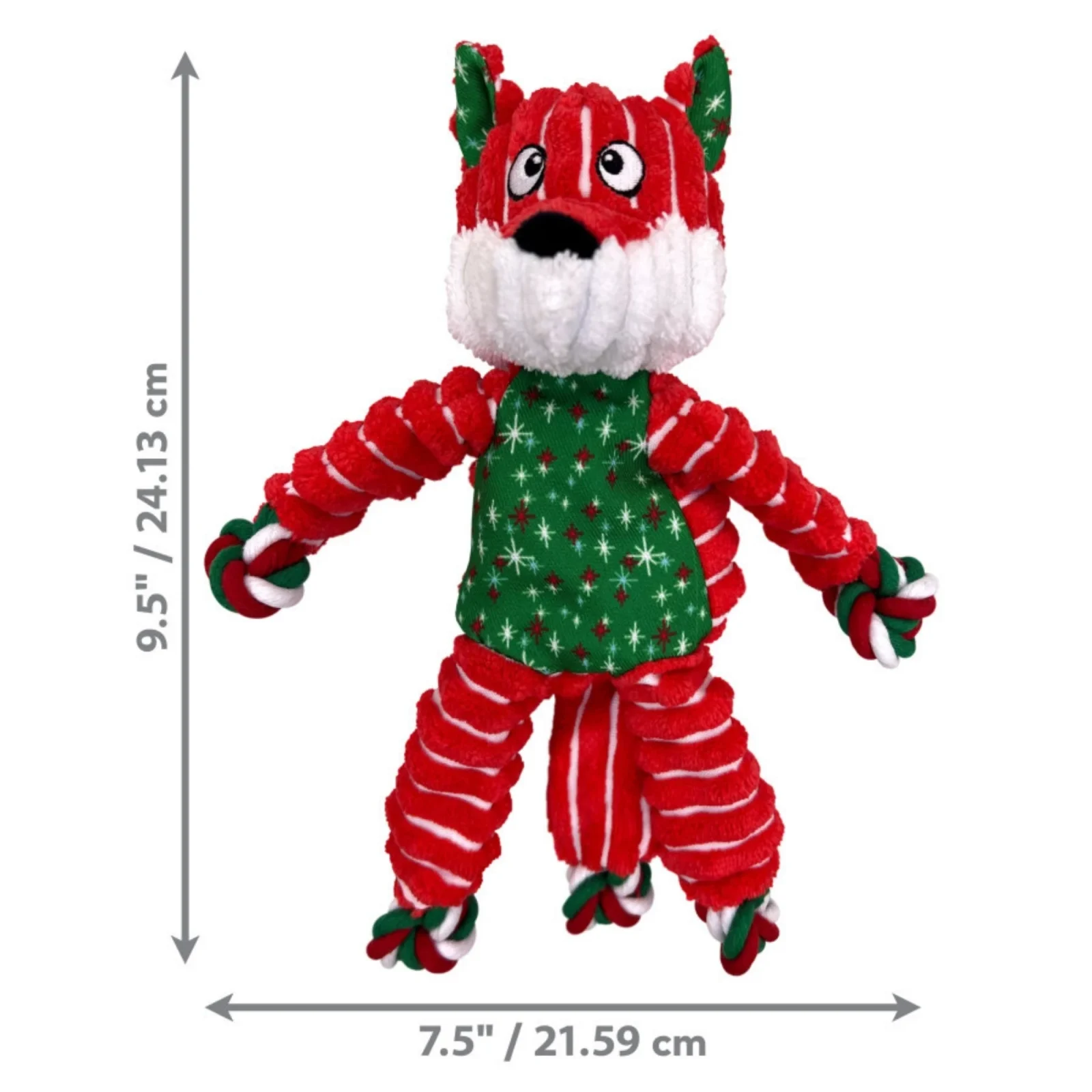 KONG Holiday Floppy Knots Fox Dog Toy Small/Medium - Image 2