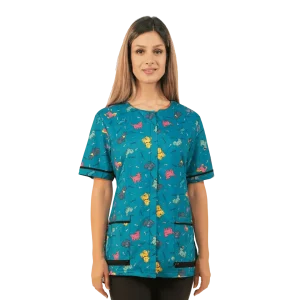 Covered Zipper Waterproof Dog Bathing Jacket Teal by Ladybird Line