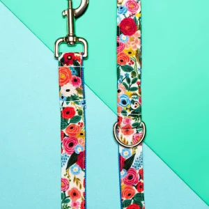 Blue Floral Print Dog Leash (Made in the USA)