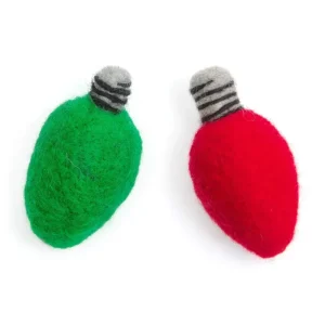 Traditional Christmas Light Bulb Cat Toys (Set of 2)