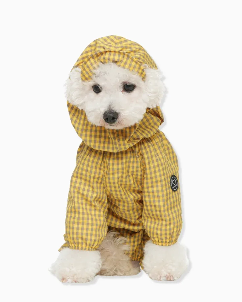 Waterproof Check Rain Coverall for Dogs in Yellow (FINAL SALE) - Image 2