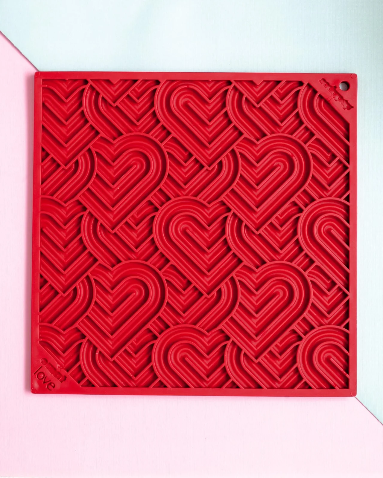 Hearts Dog Lick Mat in Red (Made in the USA)
