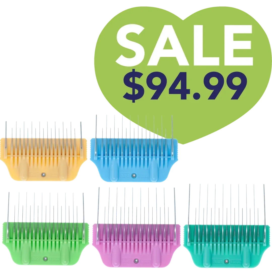 5pc Wide Glide Skip Tooth Comb Attachment Bundle by PetStore.Direct