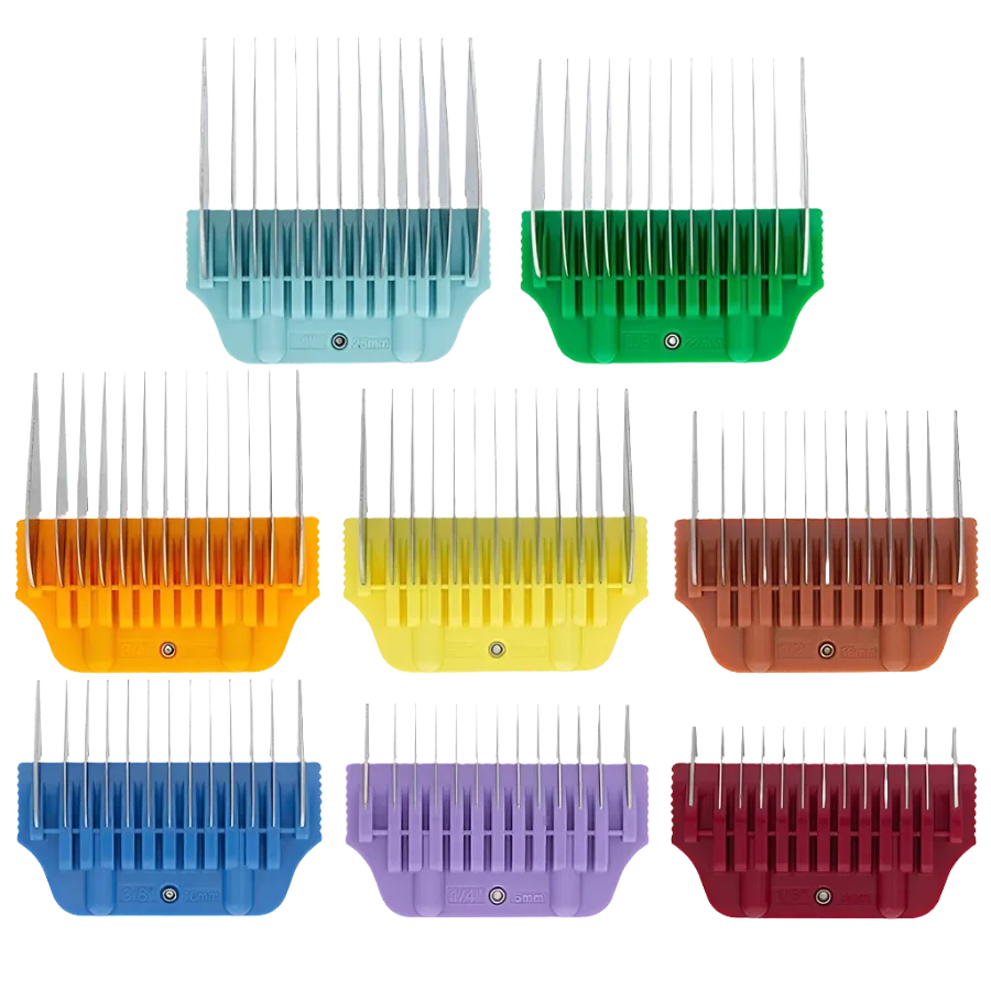 Wide Combs Colored Set of 8 (1/8" through 1") by PetStore.Direct