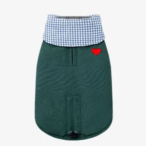 Check My Heart Wax Padding Dog Jacket in Green