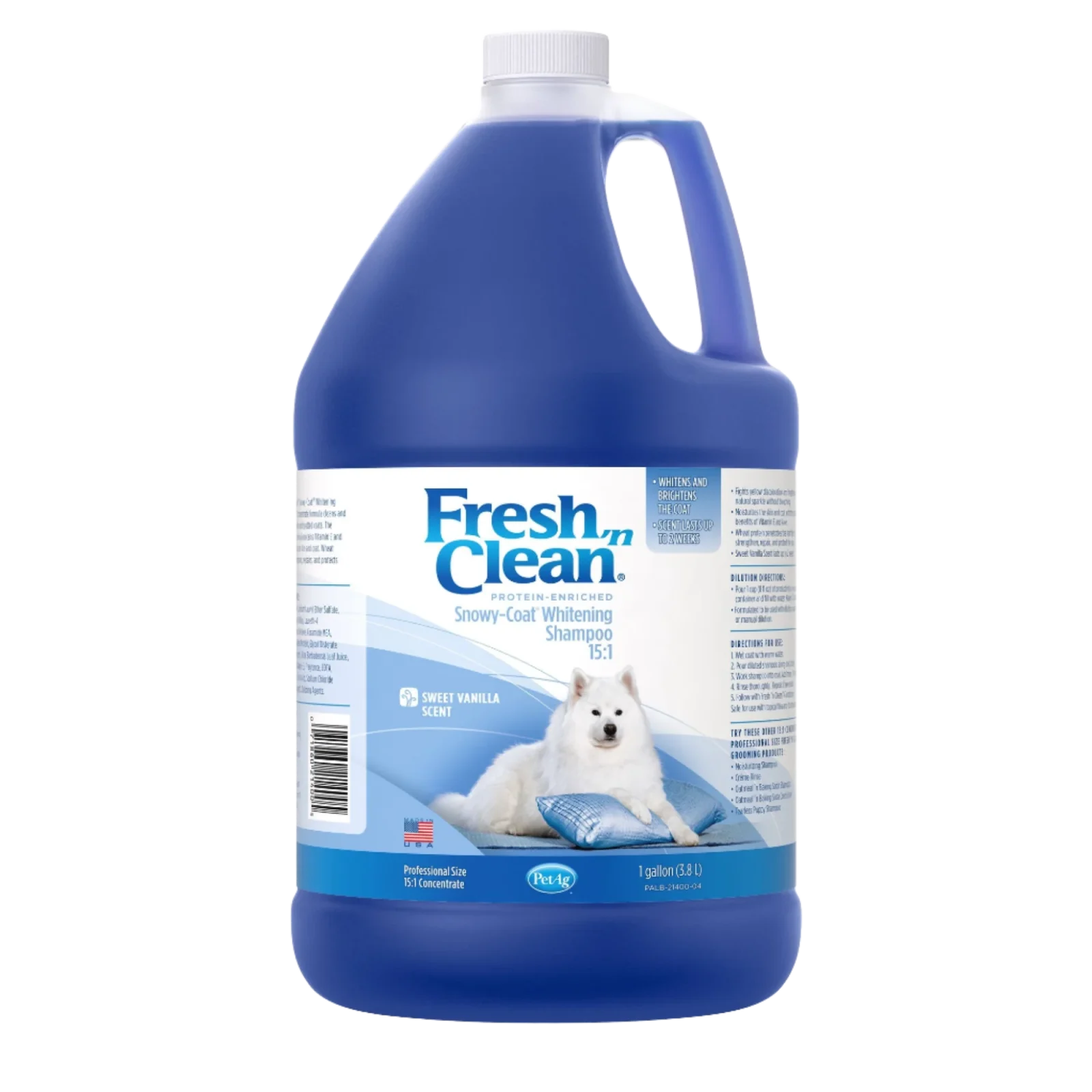 Snowy-Coat Whitening Shampoo Vanilla Scent 15:1 Concentrate Gallon by Fresh 'n Clean
