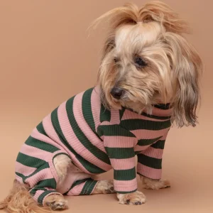 Pink Elephant Stripe Ribbed Onesie (FINAL SALE)