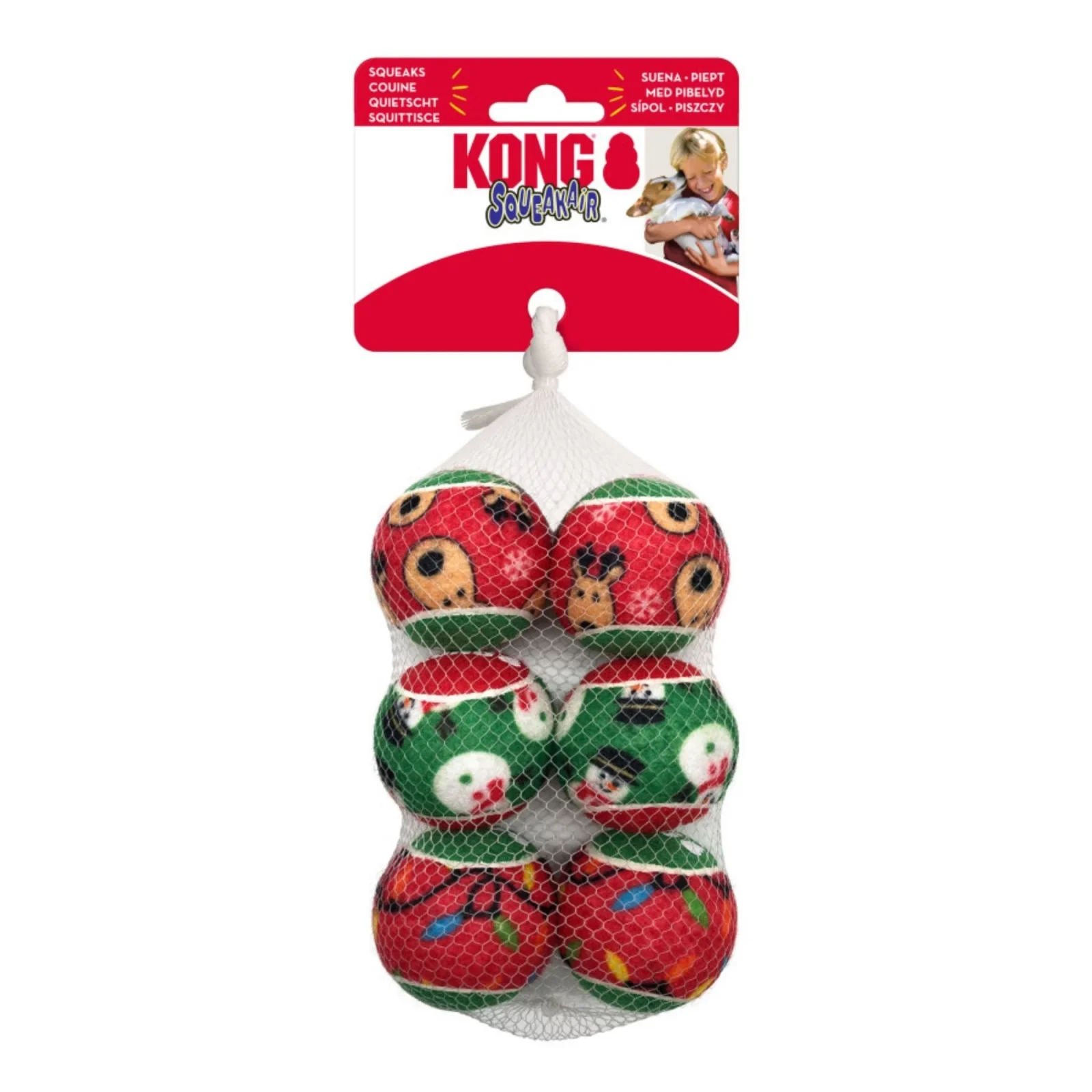 KONG Holiday SqueakAirs Dog Toy Balls Small, 6 ct