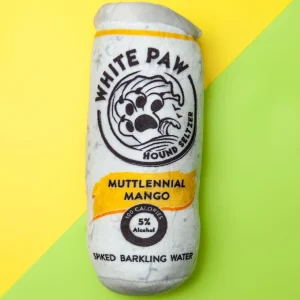 White Paw Hound Seltzer Plush Dog Toy in Muttlenial Mango