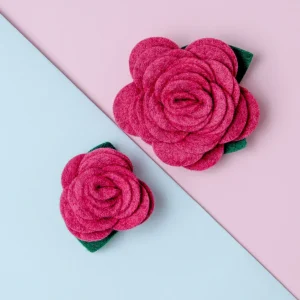 Ruby Pink Rose Dog Collar Flower (Made in the USA)