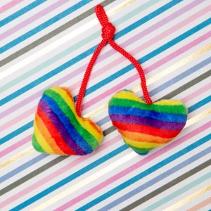 Pride Heart Strings Crinkle Plush Cat Toy w/ Catnip