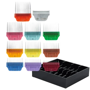 Wide Colored Combs Set of 10 and 30W Blade With Black Holder by PetStore.Direct