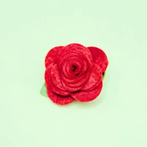 Red Rose Dog Collar Flower (Made in the USA)