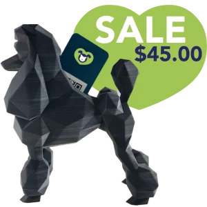 Poodle Business Card Holder Matte Black & White by Kumpe3D