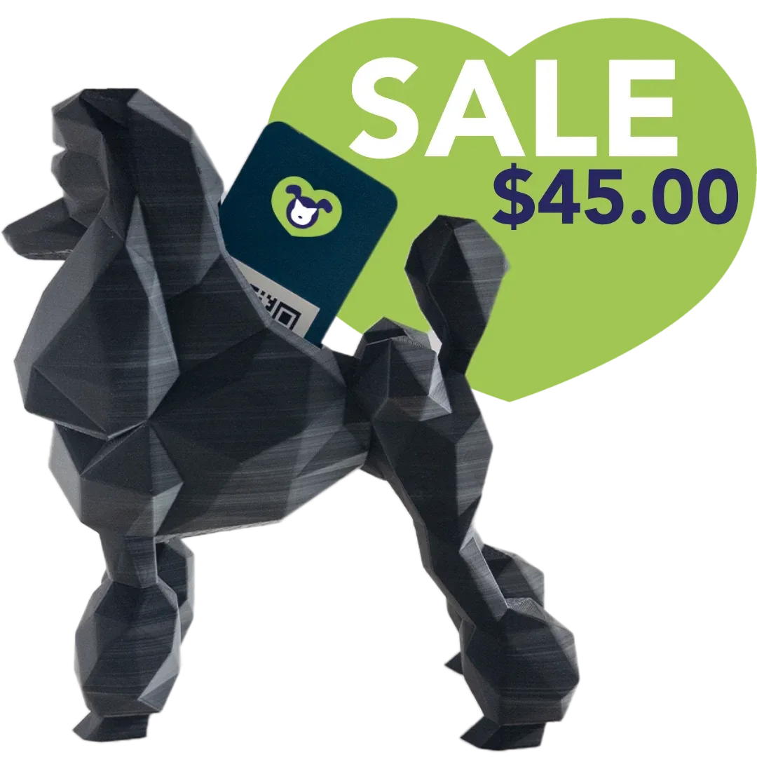 Poodle Business Card Holder Matte Black & White by Kumpe3D