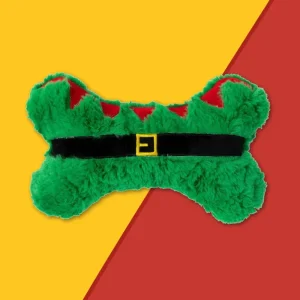 Furry Elf Bone Dog Squeaky Plush Toy