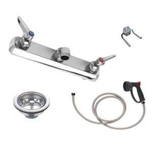 Tub Plumbing Complete Set-up 8″ Center with Hose, Sprayer & "S" Style Nozzle by PetLift