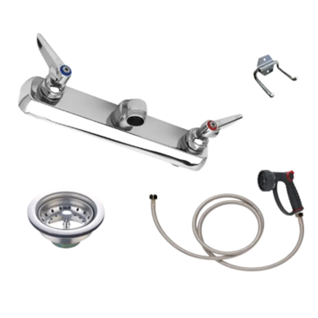 Tub Plumbing Complete Set-up 8″ Center with Hose, Sprayer & "S" Style Nozzle by PetLift