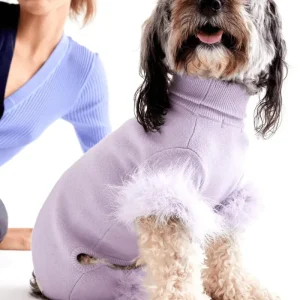 Feather Knit Dog Onesie in Lavender (FINAL SALE)