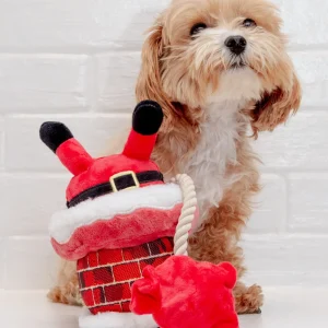 Clumsy Claus Holiday Squeak + Crinkle Dog Toy <>