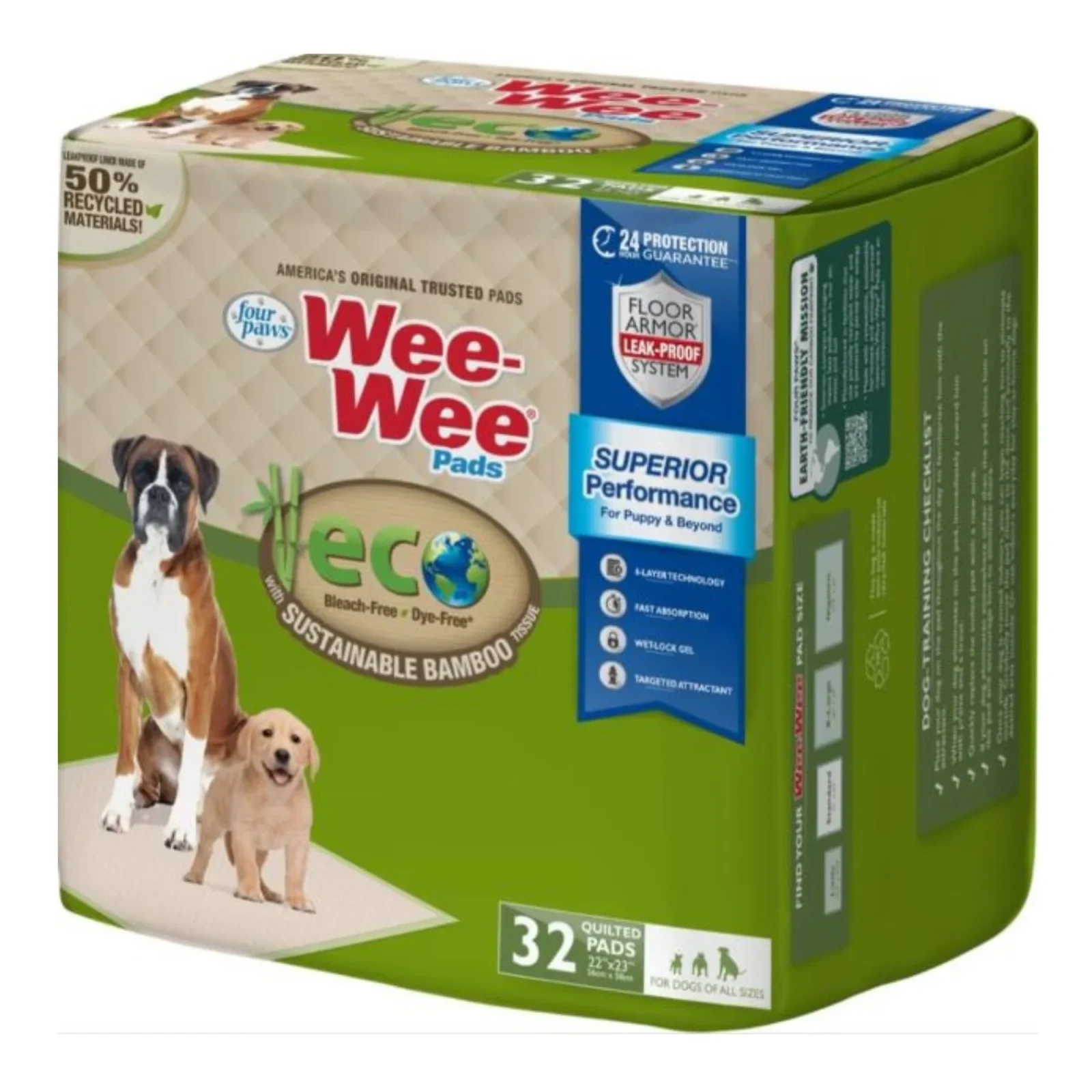 Four Paws Wee-Wee Superior Performance Bamboo Dog Pads 32ct