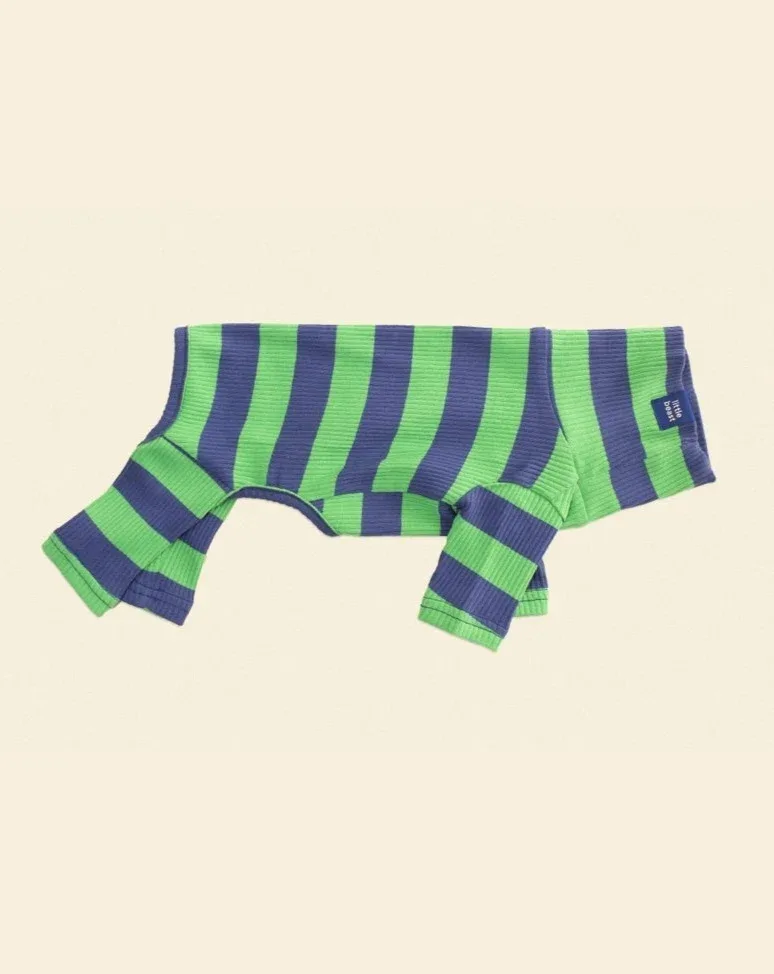 Martian Green + Navy Stripe Ribbed Onesie (FINAL SALE) - Image 2