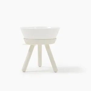 Elevated Oreo Ceramic Dog Bowl + Stand in White (Tall)