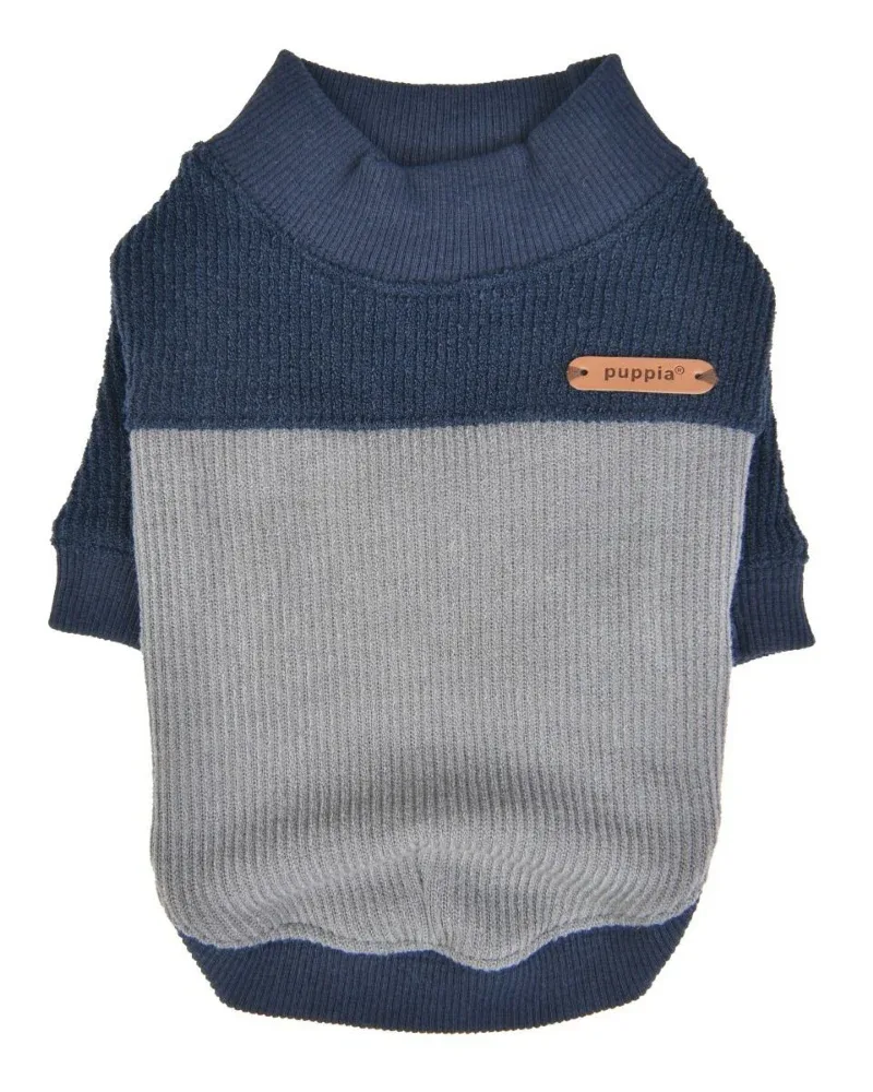 Ribbed Mock Neck Pullover Dog Shirt in Navy((CLEARANCE)) - Image 2