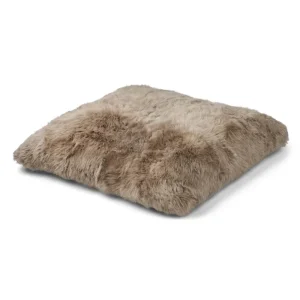 Double-Sided Longwool Sheepskin Cushion Dog Bed in Taupe (35" x 35") (FINAL SALE)