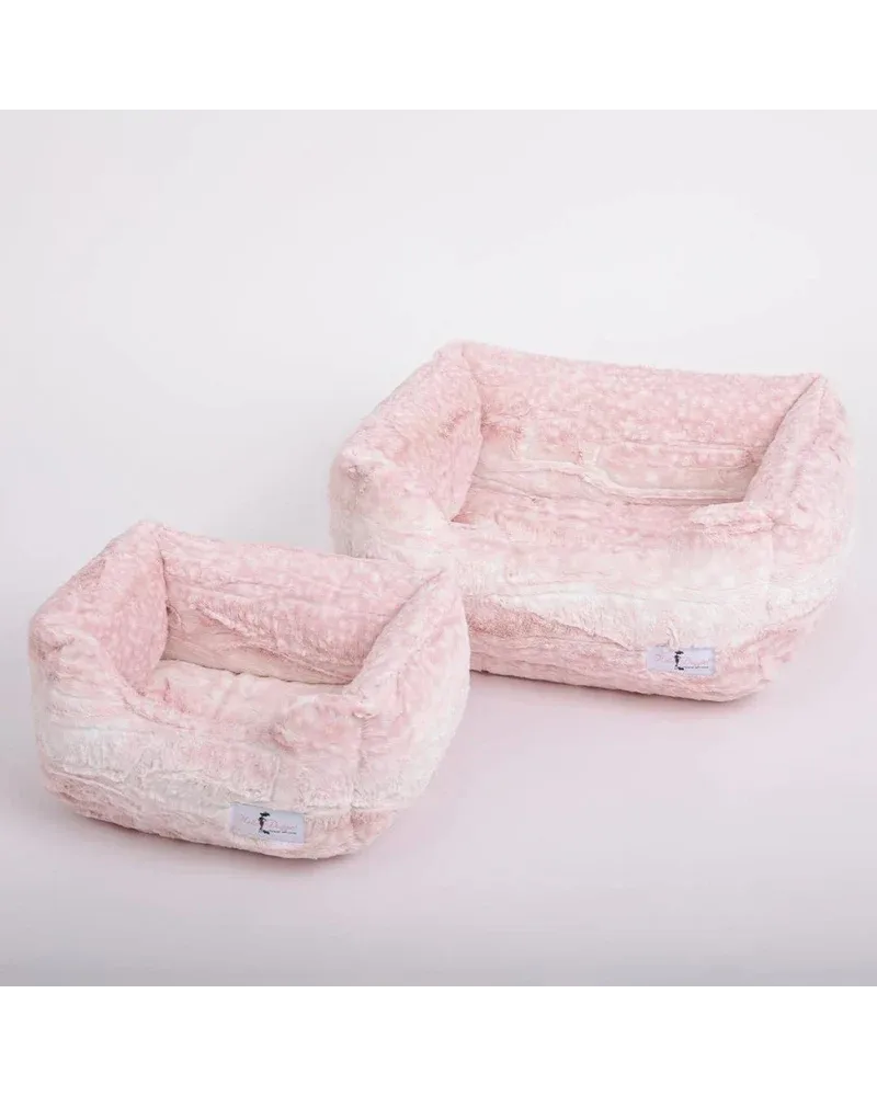 Cashmere Collection Faux-Fur Dog Bed in Pink Fawn (Custom/Direct-Ship) (Made in the USA) - Image 2
