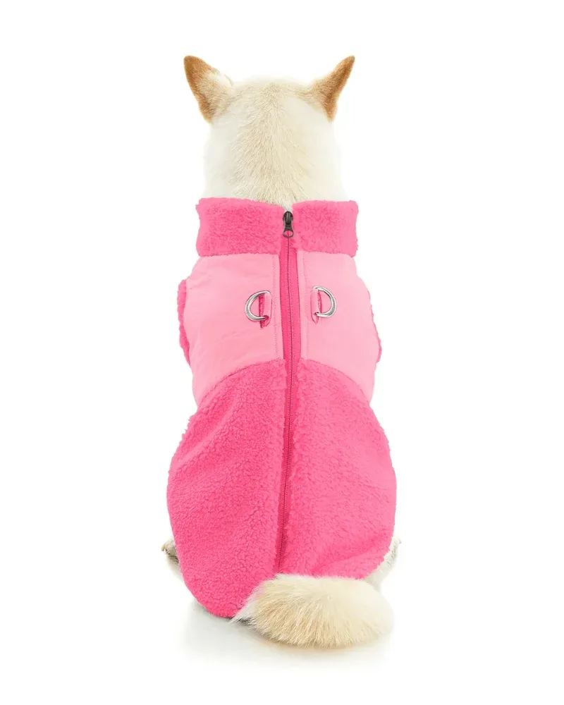 Zip Up Sherpa Dog Harness Vest in Pink (FINAL SALE) - Image 2