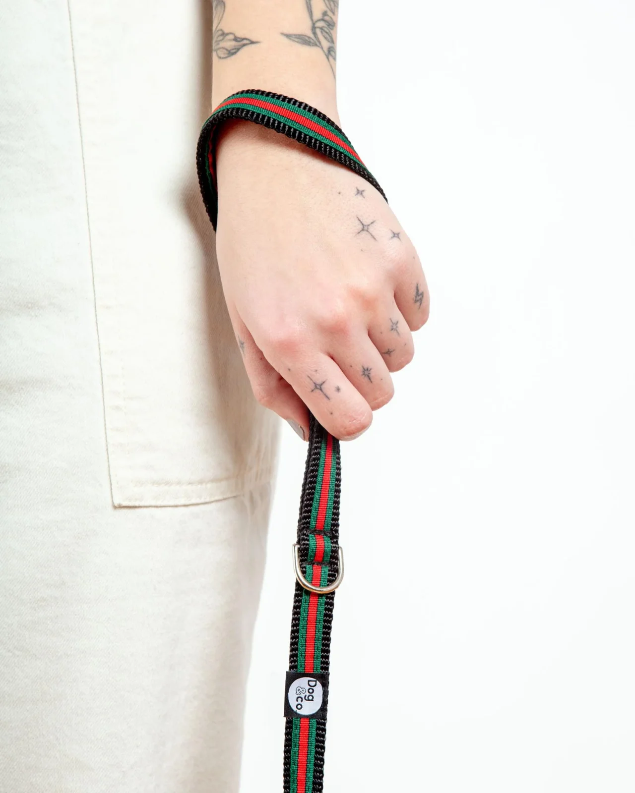 Luxe Green & Red Stripe Dog Leash (Made in NYC) - Image 2