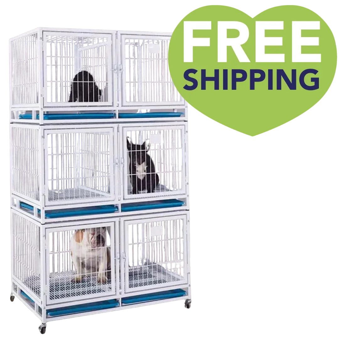 Coated White Wire Cage Bank - 6 small / 3 large by PetStore.Direct