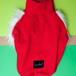Red & White Faux Fur Dog Top (CLEARANCE)