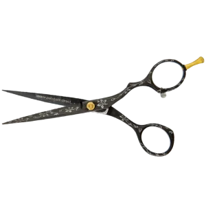 5.5" Black Floral Straight Grooming Shear by PetStore.Direct