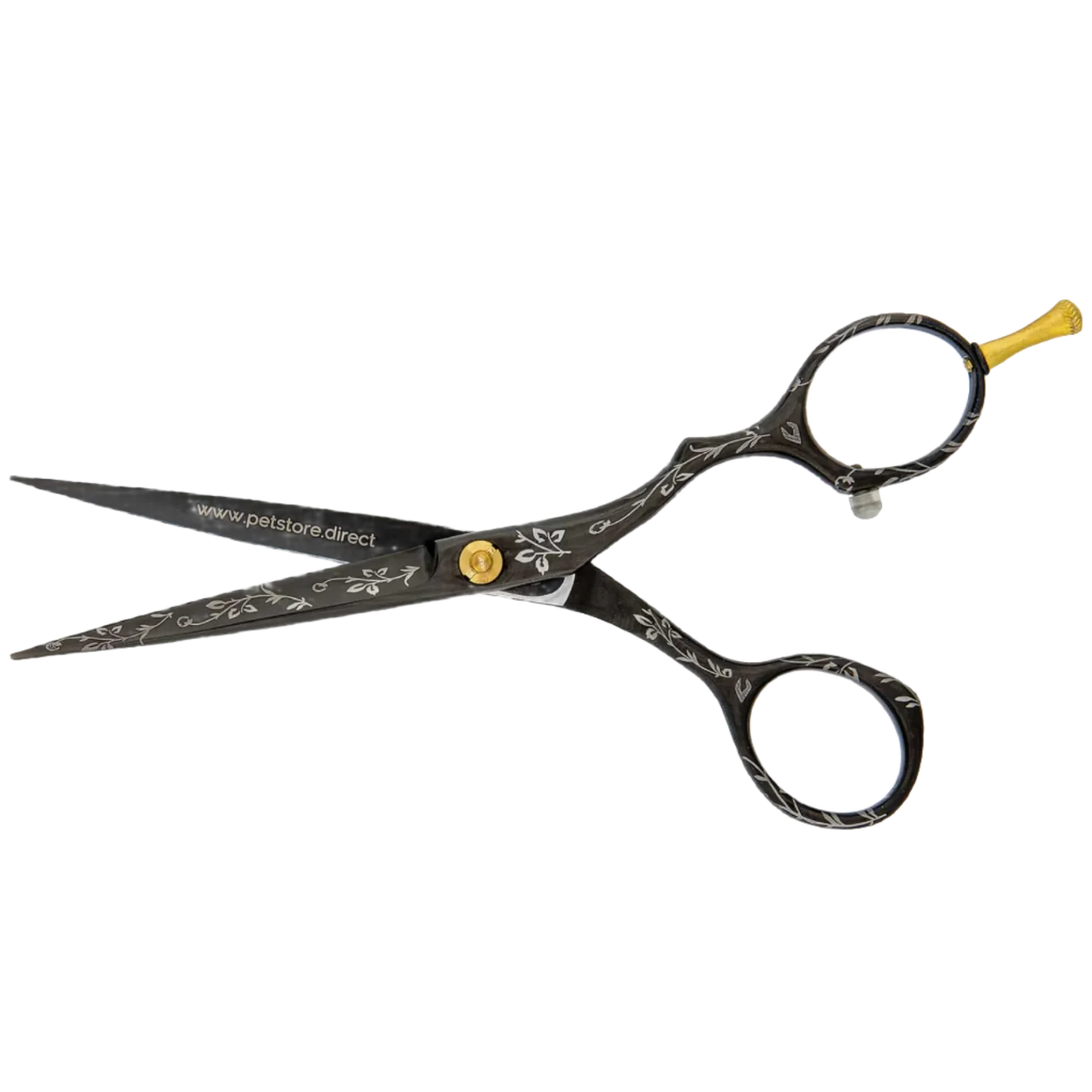 5.5" Black Floral Straight Grooming Shear by PetStore.Direct