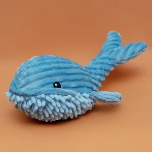 Blue Bay Whale Squeaky Push Dog Toy (FINAL SALE)