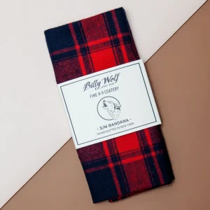 Charley Red & Navy Plaid Flannel Dog Bandana <>
