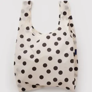 Standard Baggu Reusable Bag in Cream and Black Polka Dot