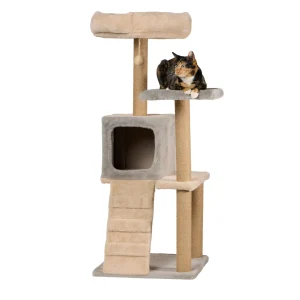 Whisker City® 47.6-in Easy Climb Condo Multi 3- Level Cat Tower with Jute Scratching Post