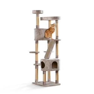 Whisker City® 70-in Plush Mansion Multi 5-Level Cat Tree with Scratching Posts, Corrugate Scratcher