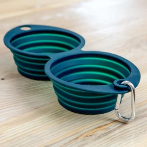 Double Travel Dog Bowl in Forest Green