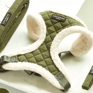 Quilted Adjustable Dog Harness in Khaki