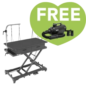 Pre-Order 50" Dog Grooming 908P Electric Table with Drawer Black + Free Duo-Sprint Dryer by Waggz